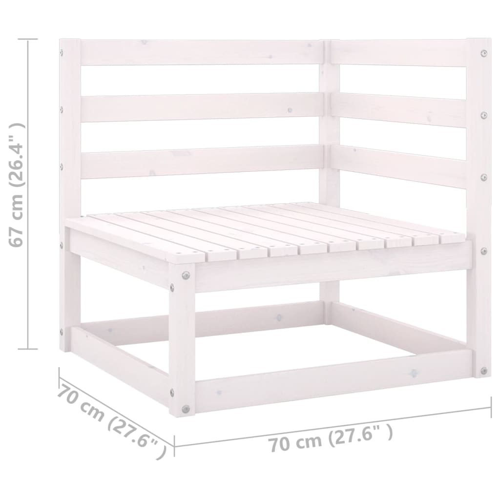 12-tlg. Garten-Lounge-Set mit Kissen Weiss Kiefer Massivholz